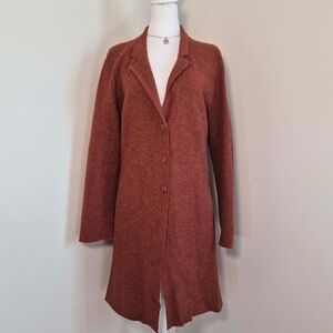 Eileen Fisher Vintage Chic Burnt Sienna Alpaca Wool Scandi Collared Spring Coat